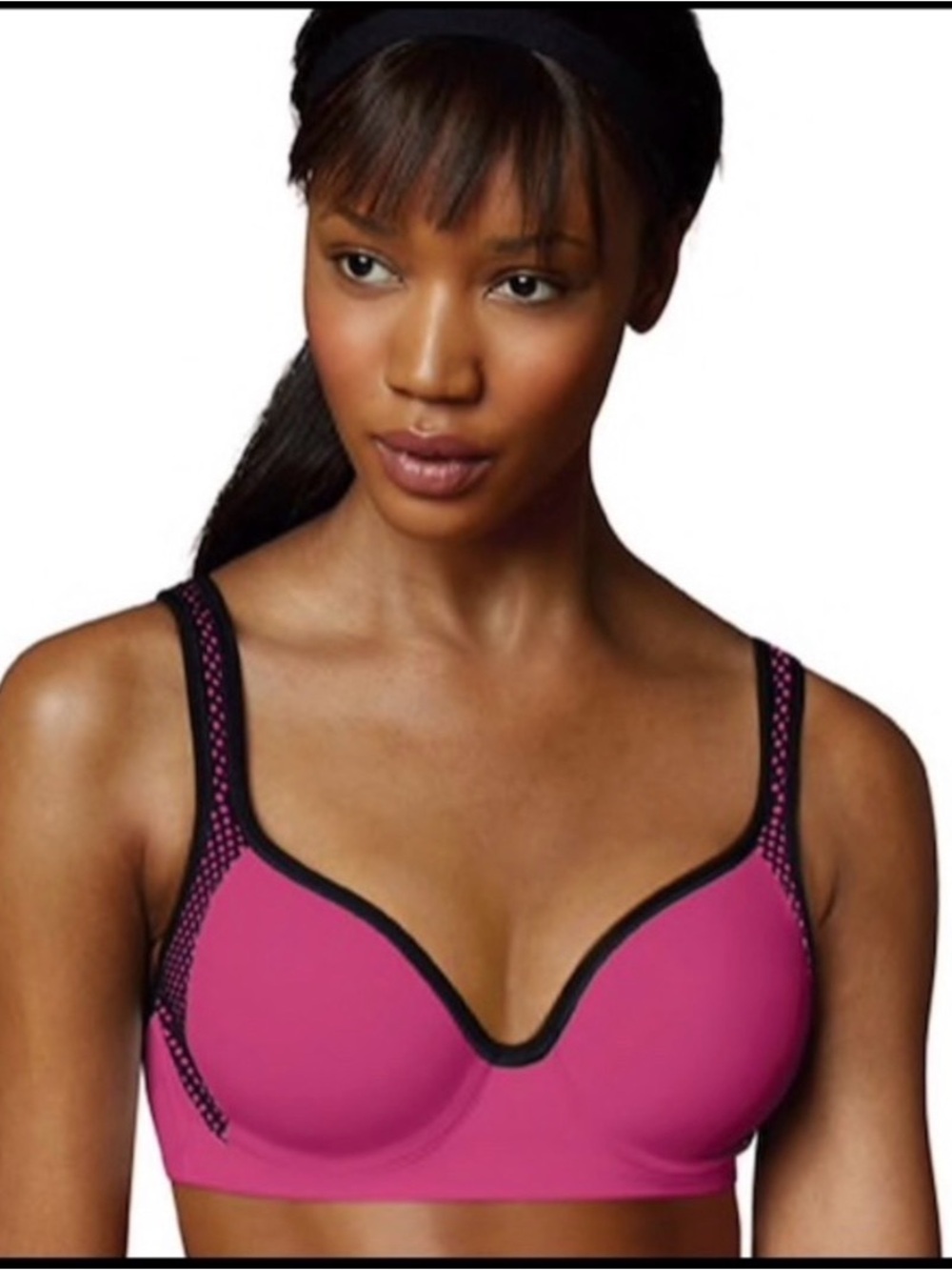 Maidenform Hot Pink Sports Bra with Black Trim